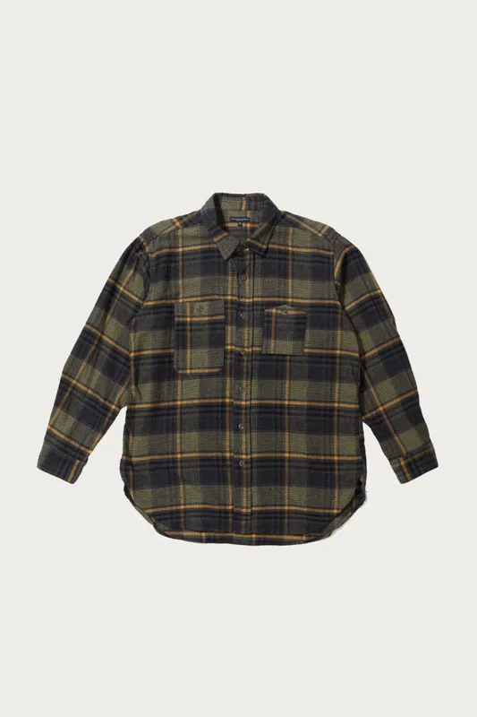 Work Shirt - Yellow/Grey Cotton Plaid Flannel made by Engineered Garments