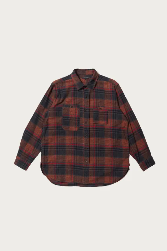 Work Shirt - Orange/Red Cotton Plaid Flannel made by Engineered Garments