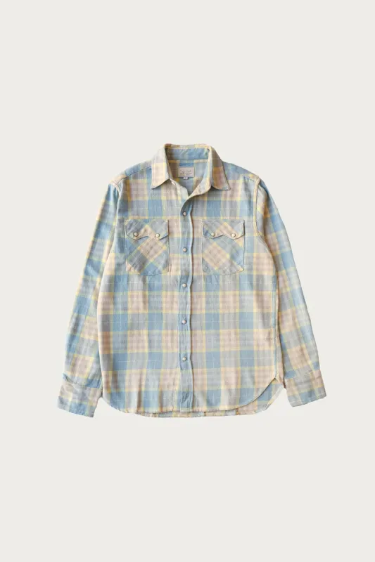 Washed Flannel Pearlsnap Shirt - Sand Dunes Sunrise made by Wythe NY