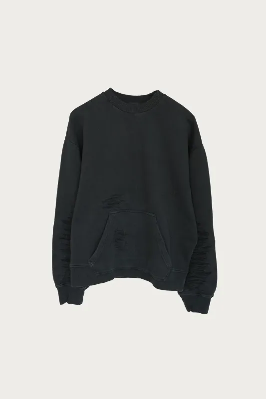Distressed Numbers Crewneck - Dark Gray made by Maison Margiela