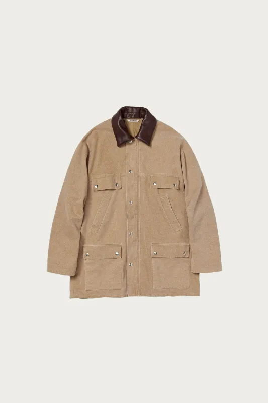 Washed Organic Canvas Hunting Blouson - Light Brown sold by Canoe Club