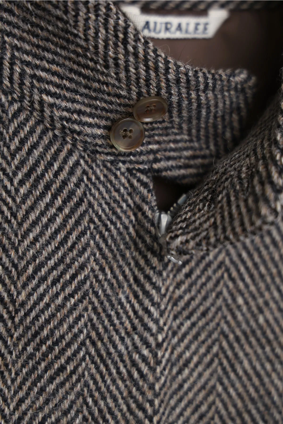 Lama Shetland Wool Tweed Zip Blouson - Khaki Tweed sold by Canoe Club product image thumbnail 2