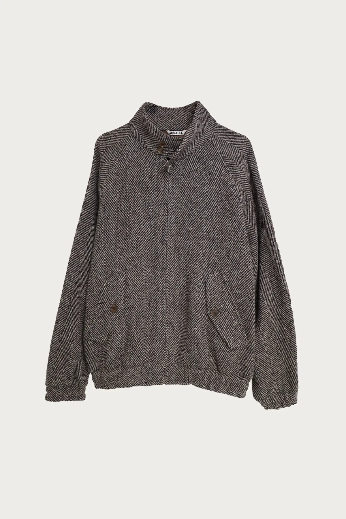 Lama Shetland Wool Tweed Zip Blouson - Khaki Tweed sold by Canoe Club