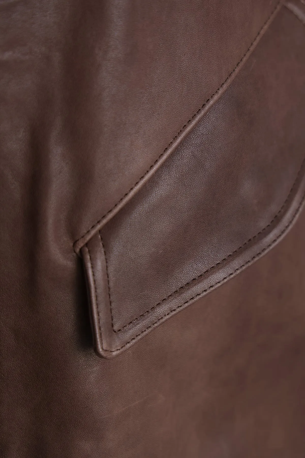 Heavy Lamb Leather Zip Blouson - Dark Brown sold by Canoe Club product image thumbnail 2