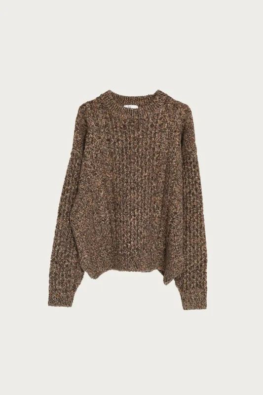 Cashmere Nep Cable Sweater - Beige Brown made by Herill