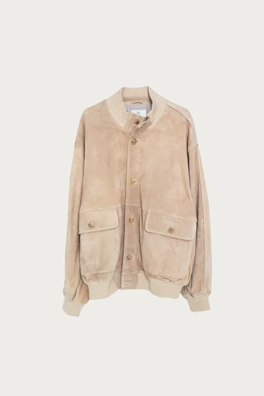Lamb Suede Blouson - Beige sold by Canoe Club