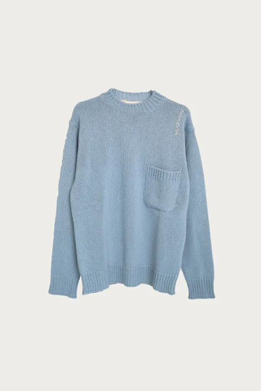 Soft Shetland Sweater w/ Embroidery - Leaden Blue made by Marni