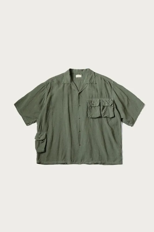 Soft Linen HUNTING NAM Aloha Shirt - Khaki made by Kapital