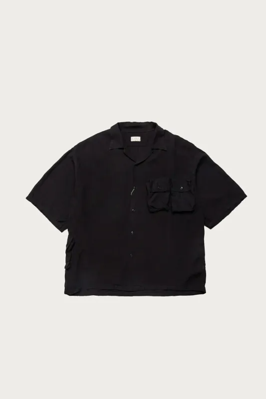 Soft Linen HUNTING NAM Aloha Shirt - Black made by Kapital