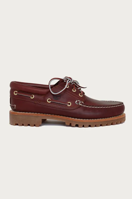 Men's 3-Eye Lug Handsewn Boat Shoe - Burgundy Full Grain made by Timberland
