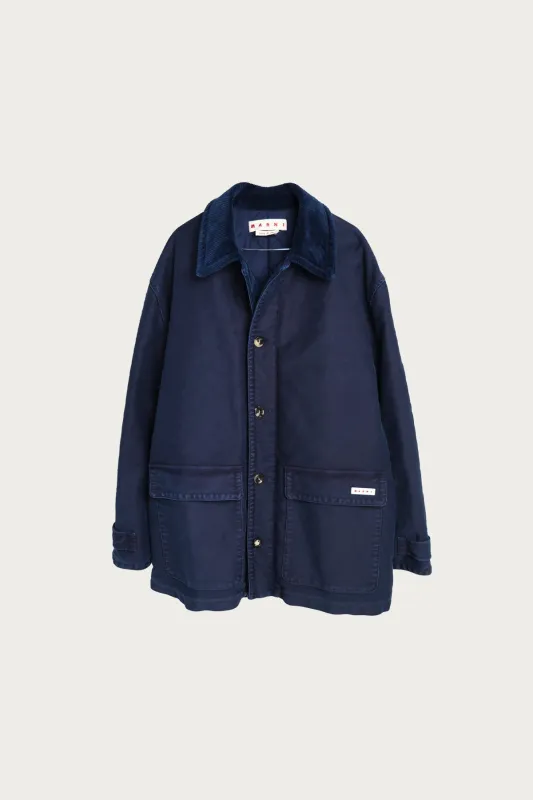 Garment Dyed Moleskin Work Jacket - Light Navy made by Marni