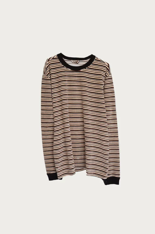 Velour Stripe Big Tee - Pink/Brown/White made by Camiel Fortgens