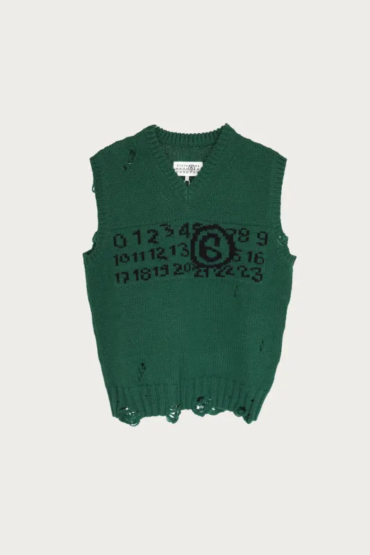 Wool Numbers Gilet - Green/Black made by Maison Margiela