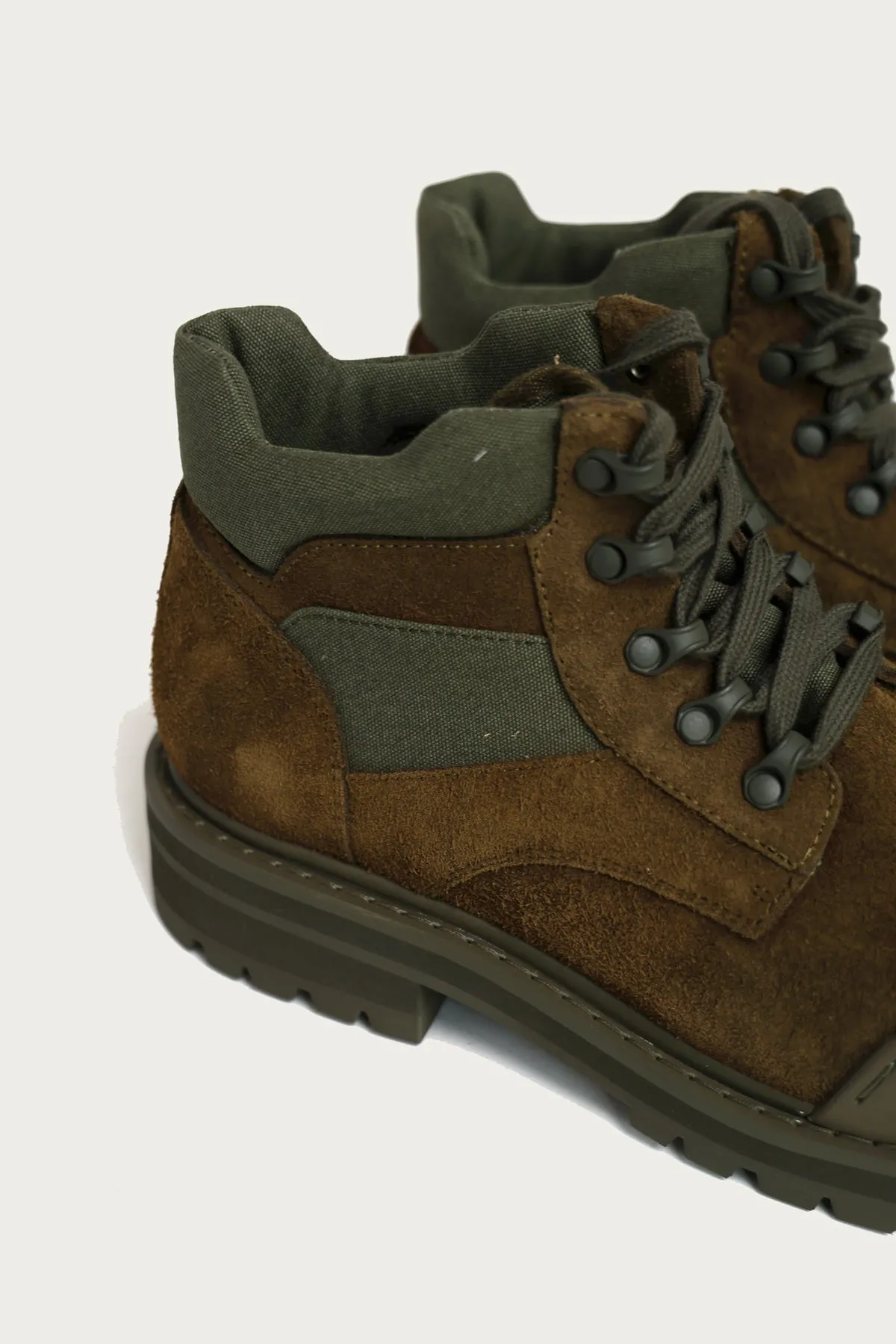 Green Suede Combat Boot - Brown/Green sold by Canoe Club product image thumbnail 3