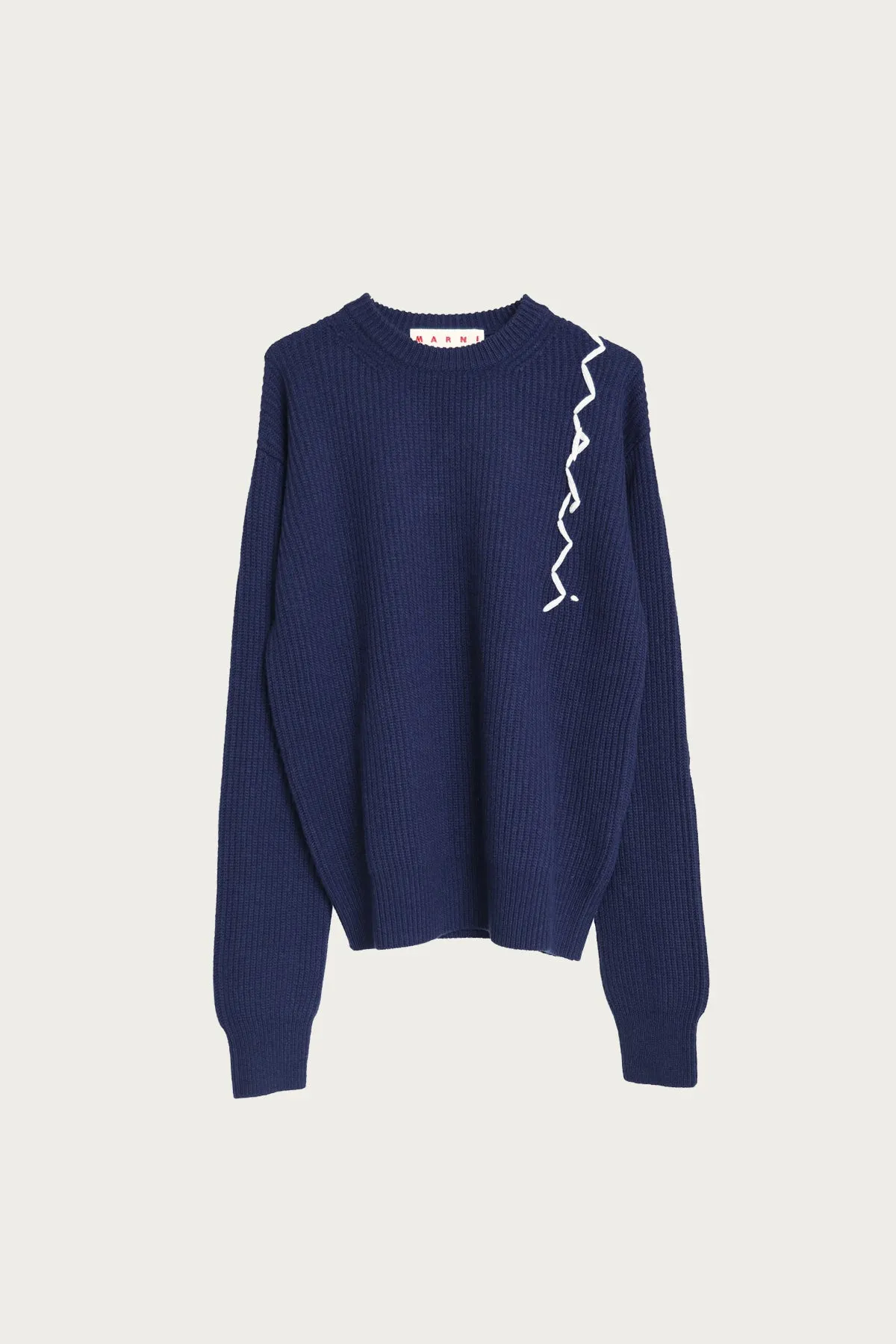 Embroidered Logo Roundneck Sweater - Light Navy sold by Canoe Club