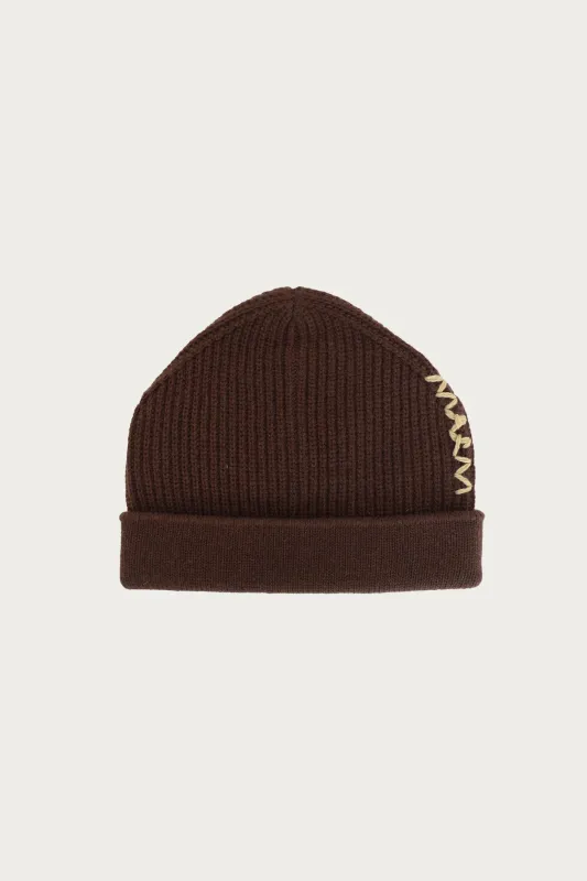 Embroidered Logo Beanie - Moca made by Marni