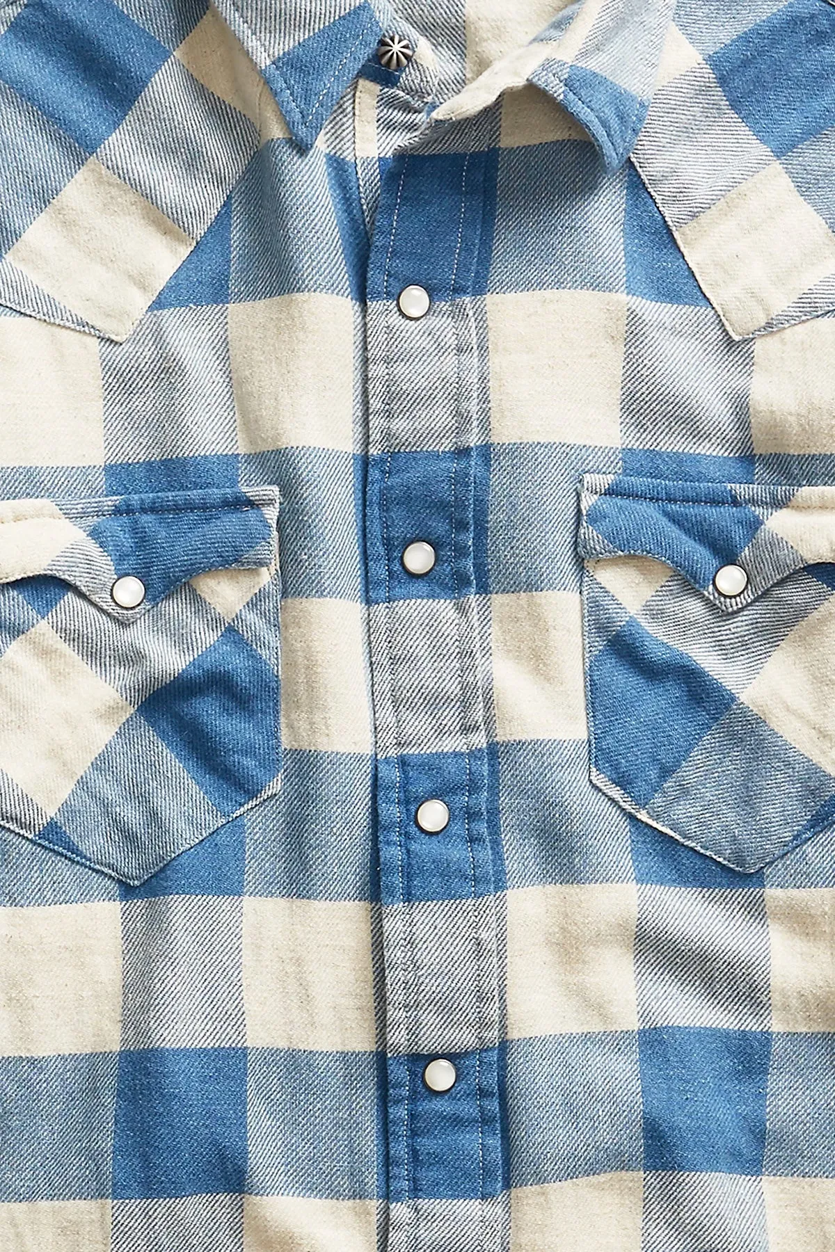 Slim Fit Plaid Twill Western Shirt - Indigo/Cream sold by Canoe Club product image thumbnail 3