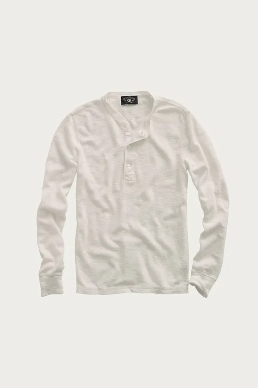 Waffle-Knit Henley Shirt - White sold by Canoe Club