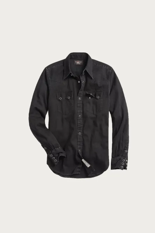 Slim Fit Denim Western Shirt - Black made by RRL