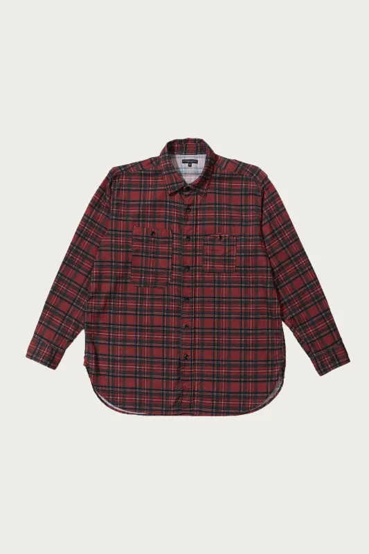 Work Shirt - Red Tartan Check Printed Corduroy made by Canoe Club