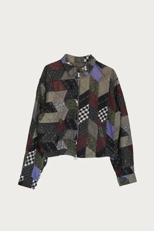 YABANE Quilt Patchwork Drizzler JKT - Black sold by Canoe Club