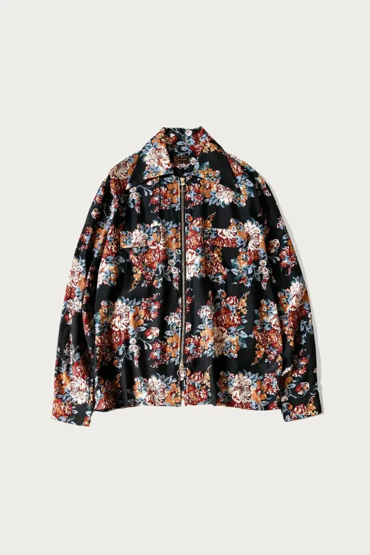 Silk Rayon CHAMPETRE MARIA DRIZZLE Open Collar Shirt - Black made by Kapital