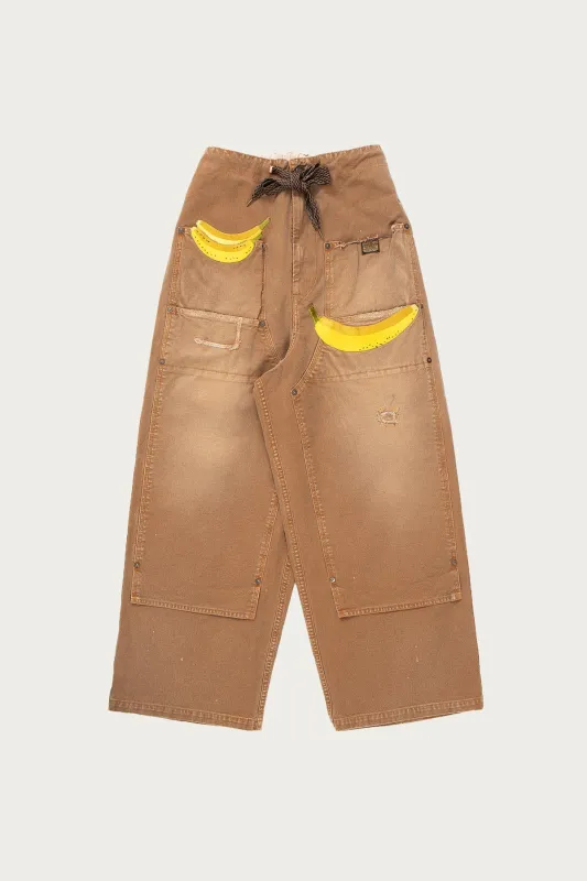 Canvas W-Knee EASY Baggy Pants (BANANA Patch Remake) - Gold made by Kapital