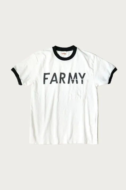 18.5/-Jersey RINGER Pocket T (FARMY) - White made by Kapital