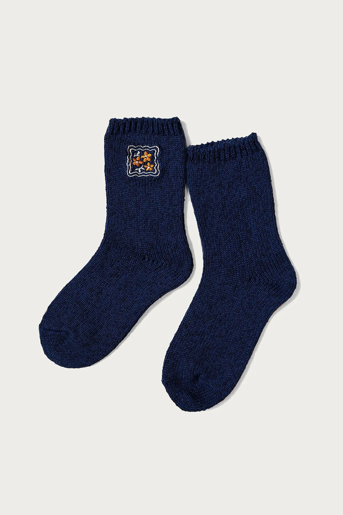 56 Yarns COOKIE Embroidery Socks - Navy sold by Canoe Club