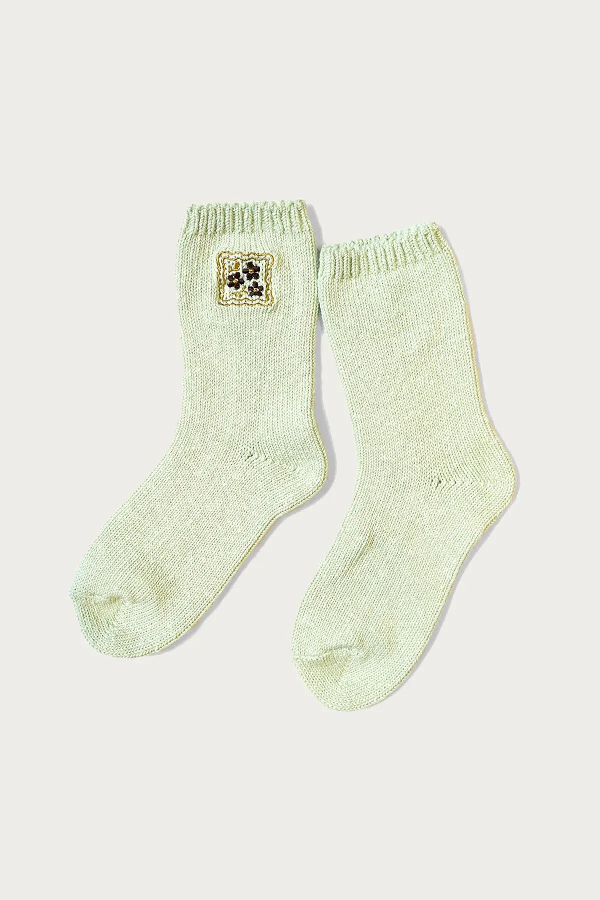 56 Yarns COOKIE Embroidery Socks - Light Green sold by Canoe Club