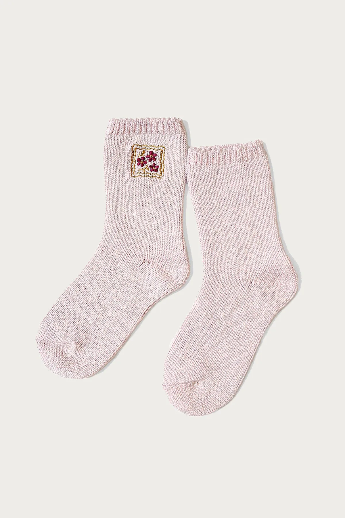 56 Yarns COOKIE Embroidery Socks - Pink sold by Canoe Club