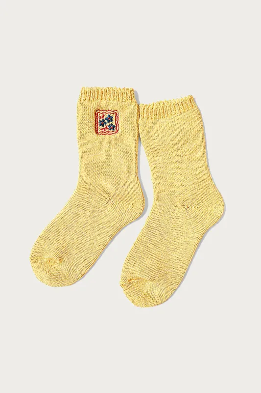56 Yarns COOKIE Embroidery Socks - Yellow made by Kapital