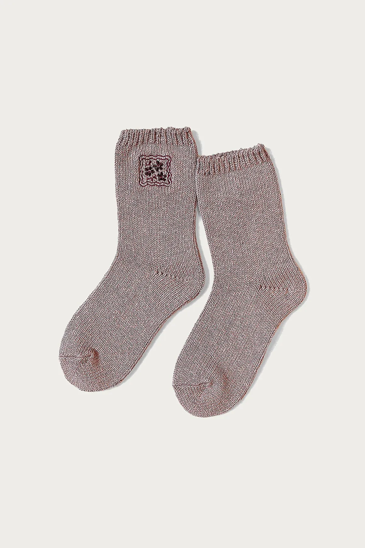 56 Yarns COOKIE Embroidery Socks - Beige sold by Canoe Club