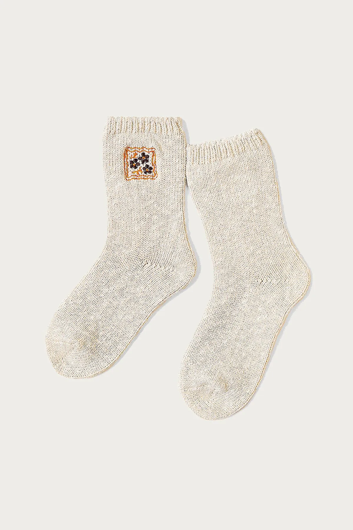 56 Yarns COOKIE Embroidery Socks - Ivory sold by Canoe Club