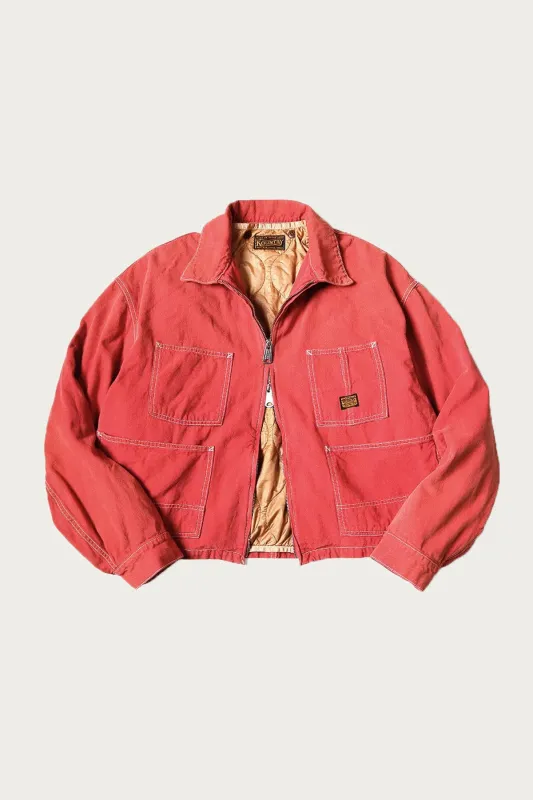 CALIFORNIA RED Canvas Coverall Lined Drizzler - Red made by Kapital