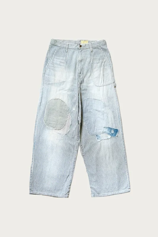 10oz HICKOREE Stripe Painter PORT Baggy Pants - Hickory Stripe made by Kapital