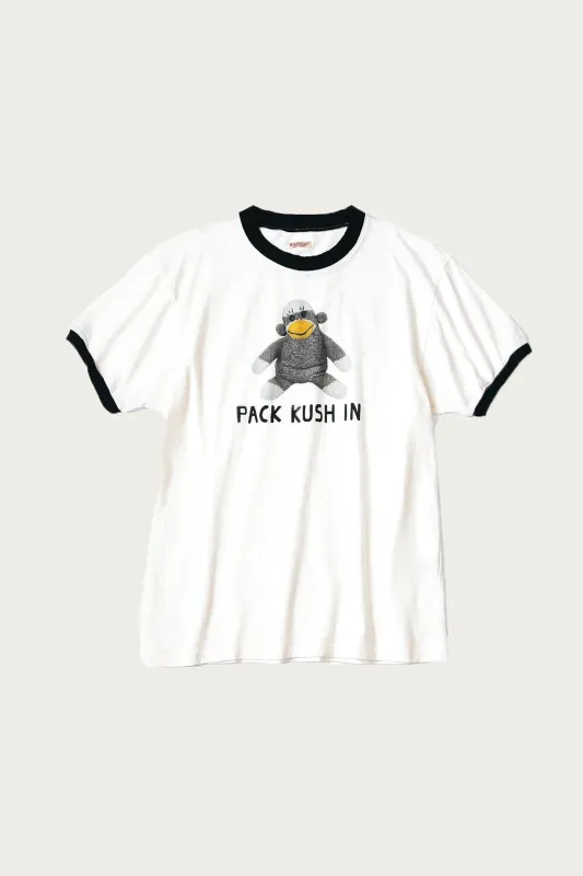 20/-Jersey RINGER T (CHIROSAKU PACK KUSH IN) - White made by Kapital