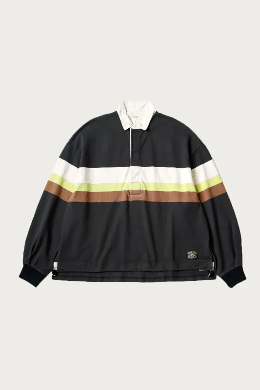 16/-Panel Stripe Jersey BIG Rugger Shirt - Black sold by Canoe Club