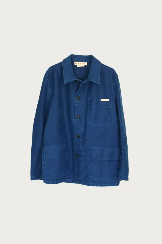 Garment Dyed Compact Moleskine Satin Jacket - Royal Blue made by Marni
