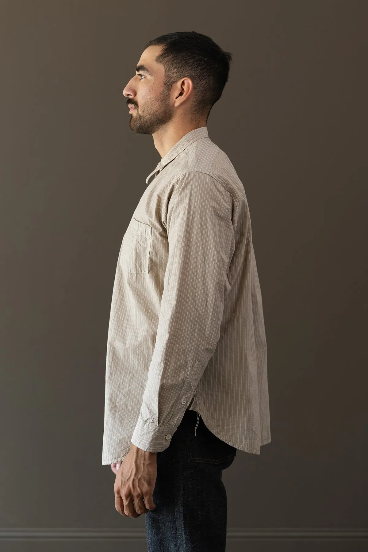 Lot.106 Narrow Collar Shirt - Beige Stripe sold by Canoe Club product image thumbnail 3