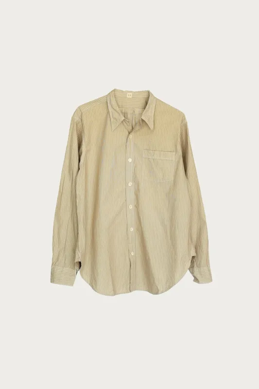 Lot.106 Narrow Collar Shirt - Beige Stripe sold by Canoe Club