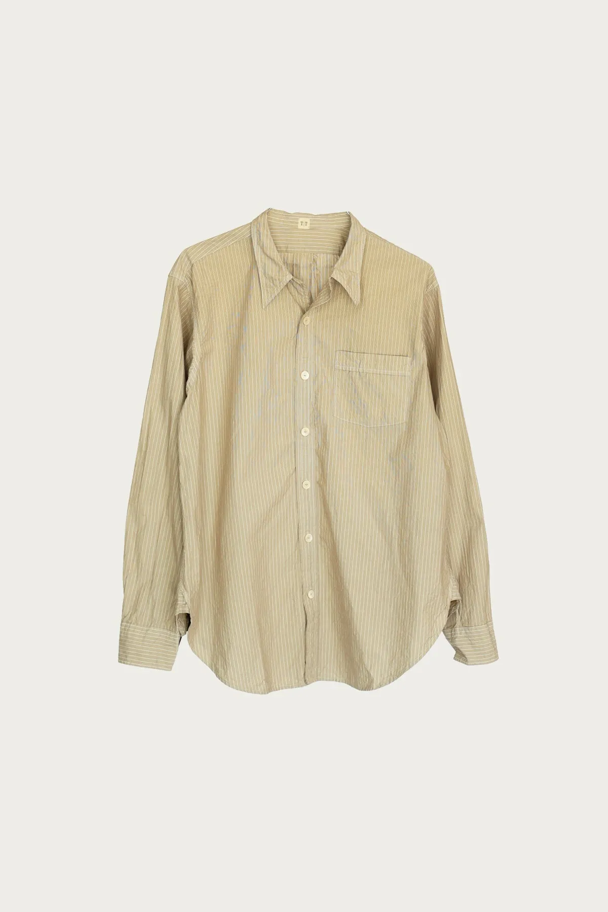 Lot.106 Narrow Collar Shirt - Beige Stripe sold by Canoe Club