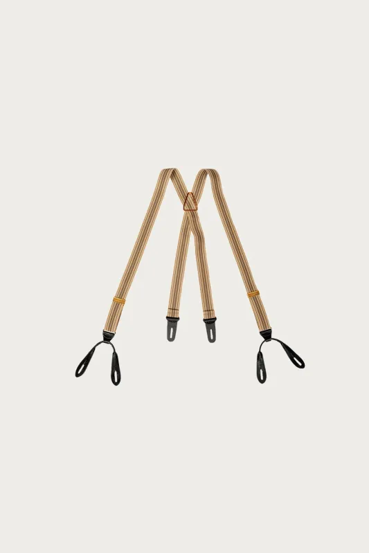 Lot.005 Suspender - Multi Stripe Beige made by Taiga Takahashi Mens