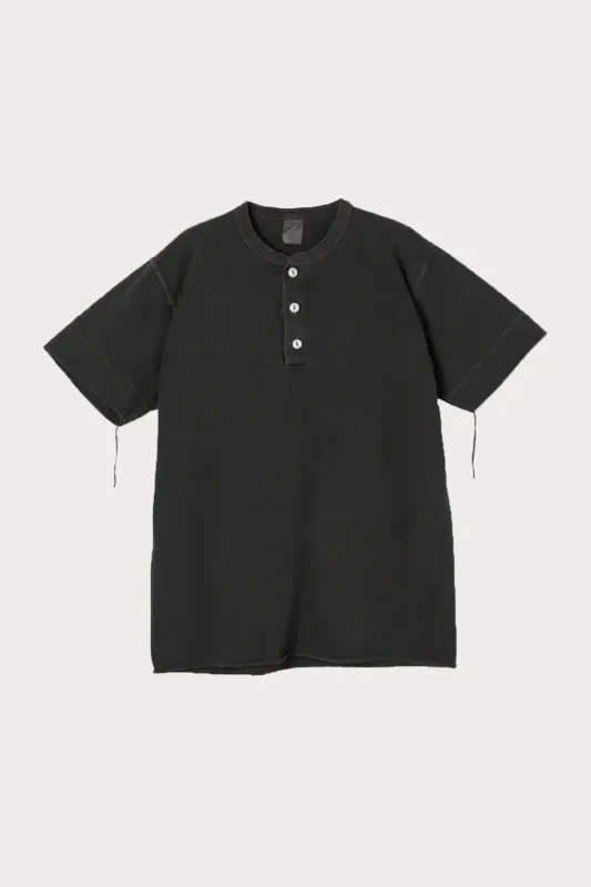 Garment Pigment Dye S/S Henley - Black made by Canoe Club