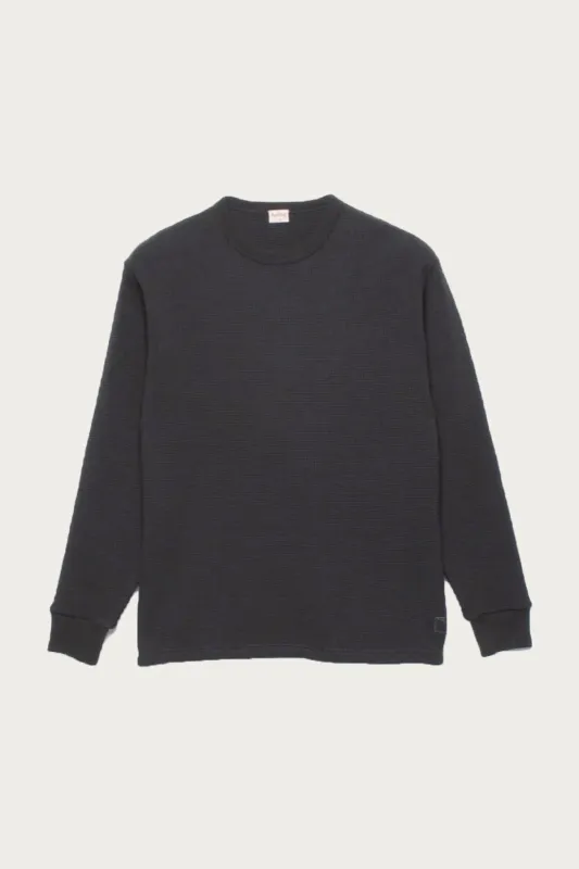 Super Heavy Waffle Crew Neck L/S - Faded Black made by Canoe Club