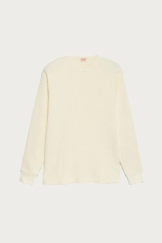 Super Heavy Waffle Crew Neck L/S - Off White made by Canoe Club