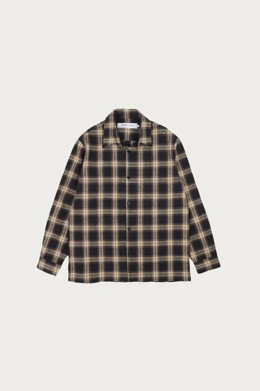 Studio Shirt - Black/Brown Tan Plaid made by Canoe Club