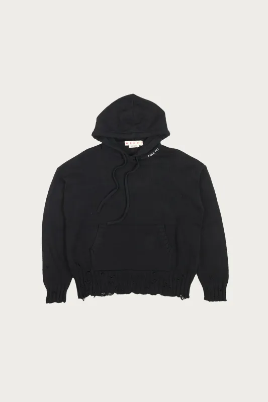 Dishevelled Cotton 5 Gauge Hoodie - Black made by Marni