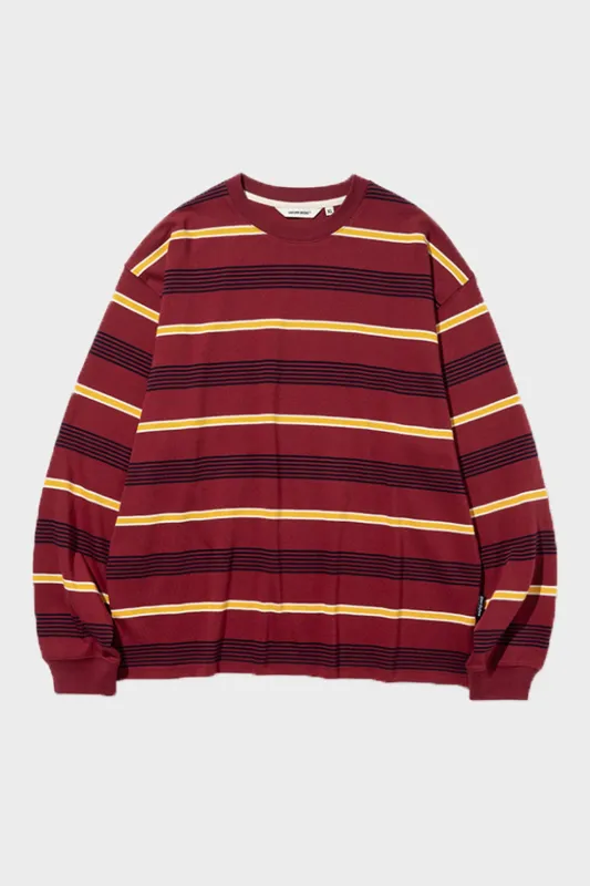 Vintage Stripe L/S Tee - Burgundy made by Uniform Bridge