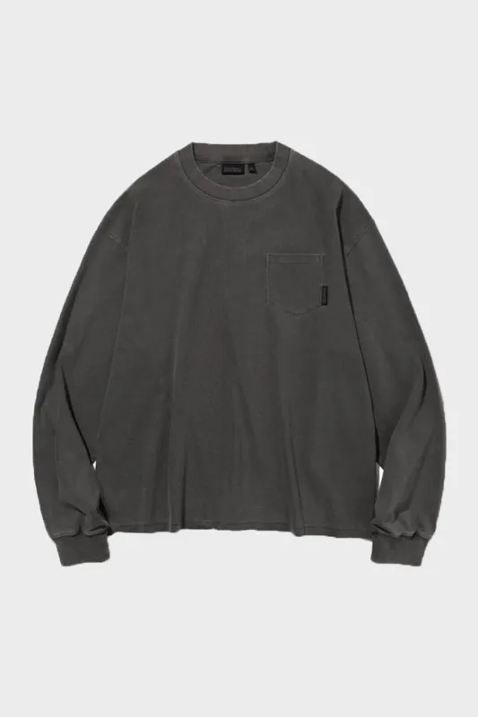 Dyeing Pocket L/S Tee - Pigment Charcoal made by Uniform Bridge